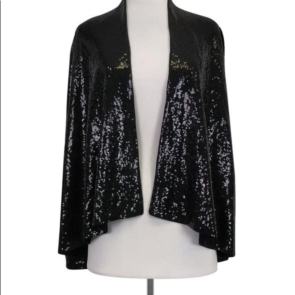 Alice + Olivia Black Sequin Cardigan